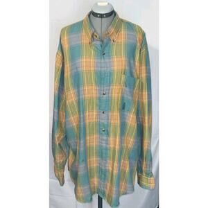 GANT Gold Yellow Nantucket Poplin Check Button Down Shirt Size 2XLT